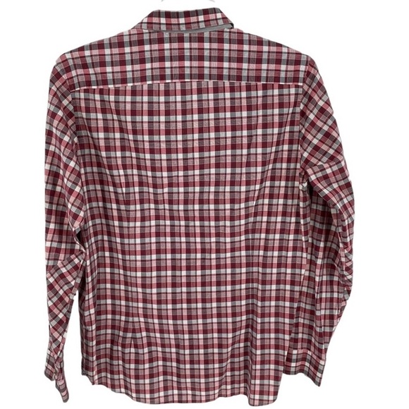 Ted Baker Burgundy/Gray Plaid Check Button Up Business Casual Shirt  Size 5/ XL - Picture 2 of 15